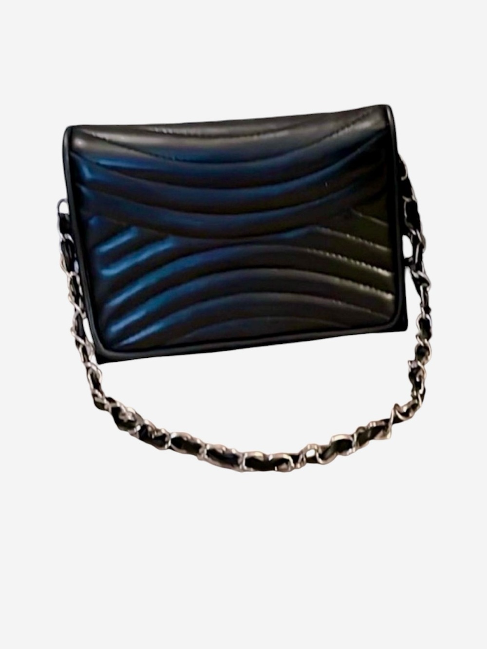 Amanda Smith Black Faux Leather Quilted Small Mini Bag Purse